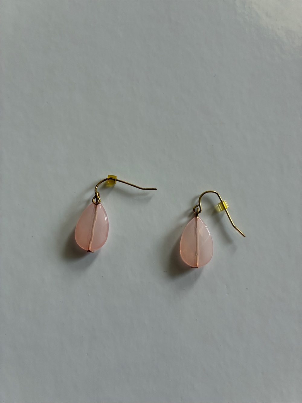 Source Unknown Blush Pink Teardrop Dangle Earrings with Gold Tone Hooks